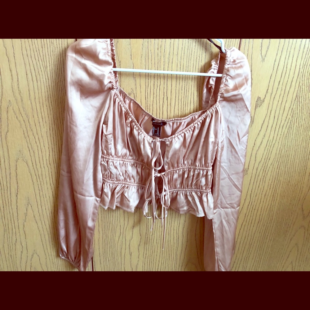 Peach long sleeve crop top